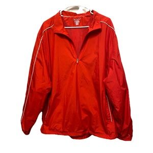 Champion Unisex Red/White Windbreaker Jacket‎ Lightweight Coat 1/4 Zip Sz. XL